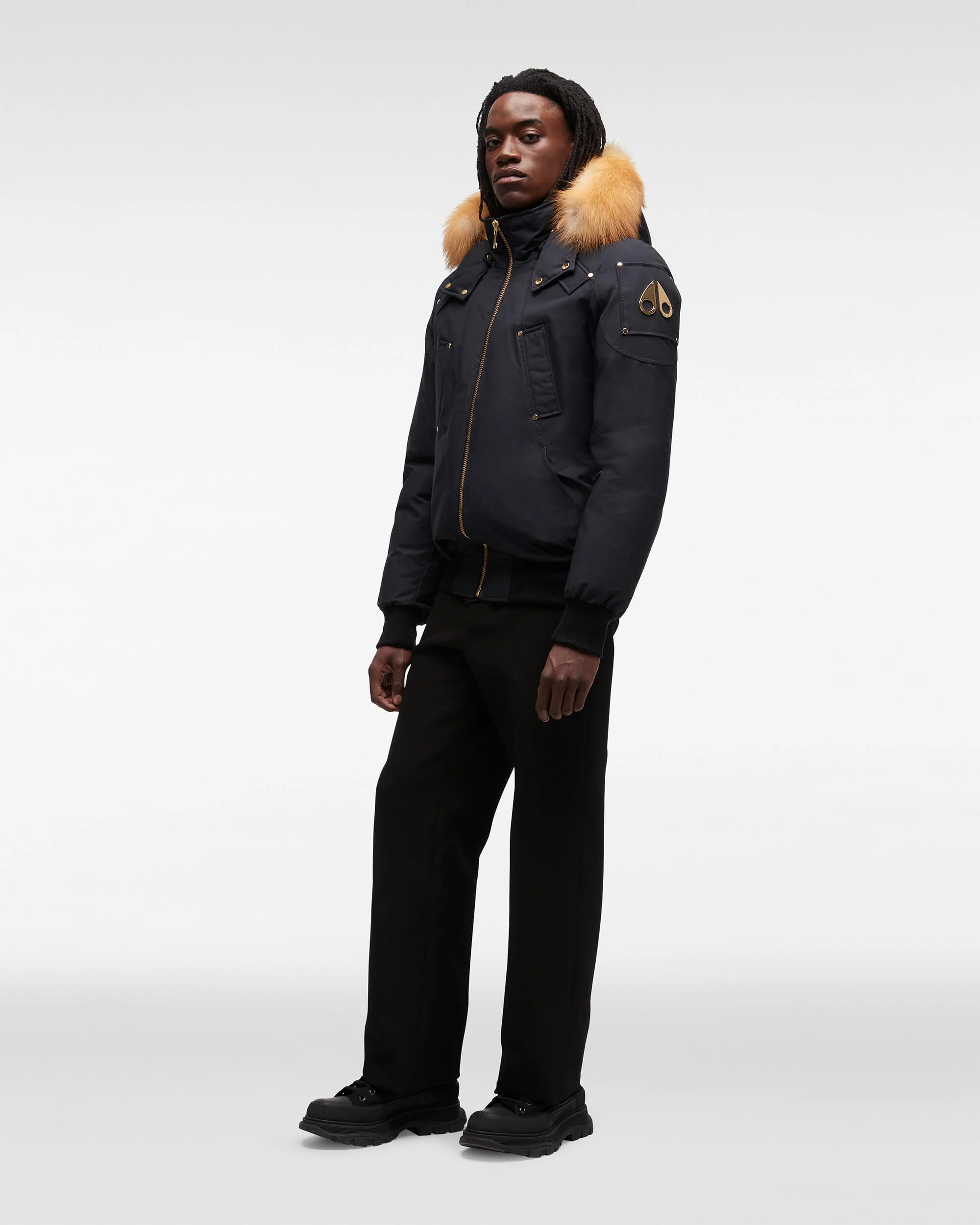 GOLD BALLISTIC BOMBER FUR-NAVY W/GOLD - Image 2