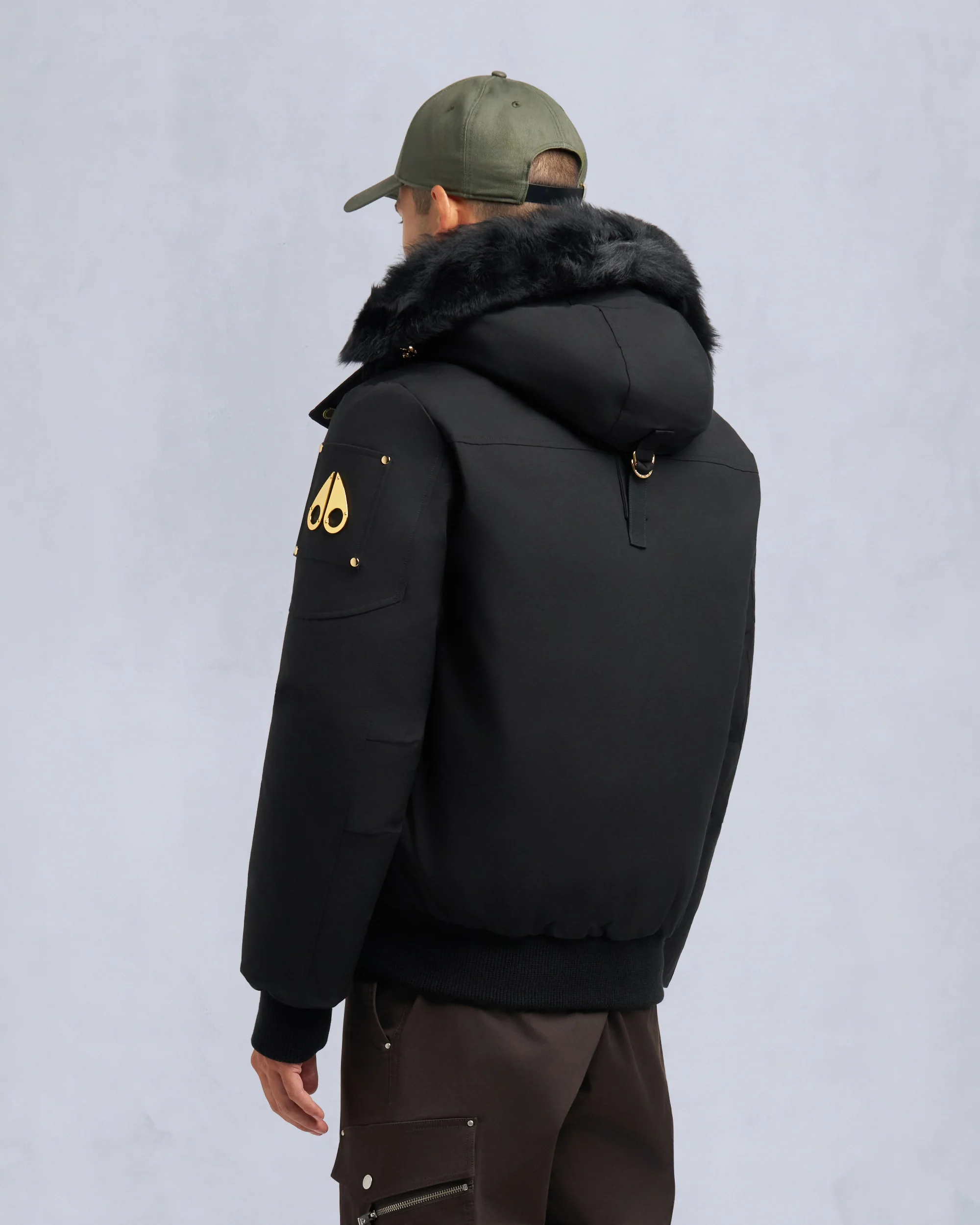 GOLD SERIES ORIGINAL SHEARLING TRIM BALLISTIC BOMBER-BLACK/BLACK - Image 3