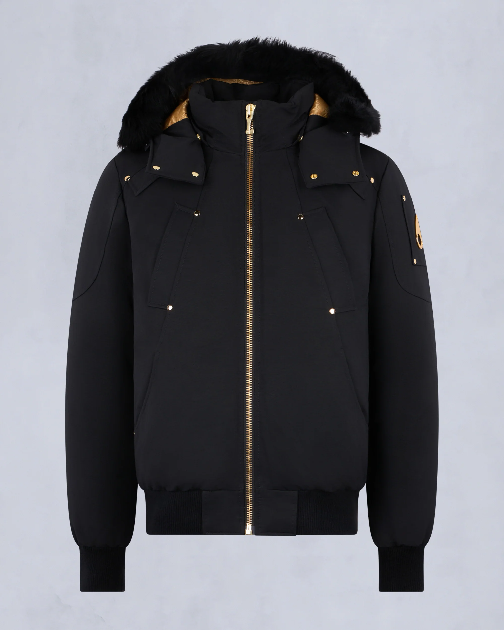 GOLD SERIES ORIGINAL SHEARLING TRIM BALLISTIC BOMBER-BLACK/BLACK - Image 6