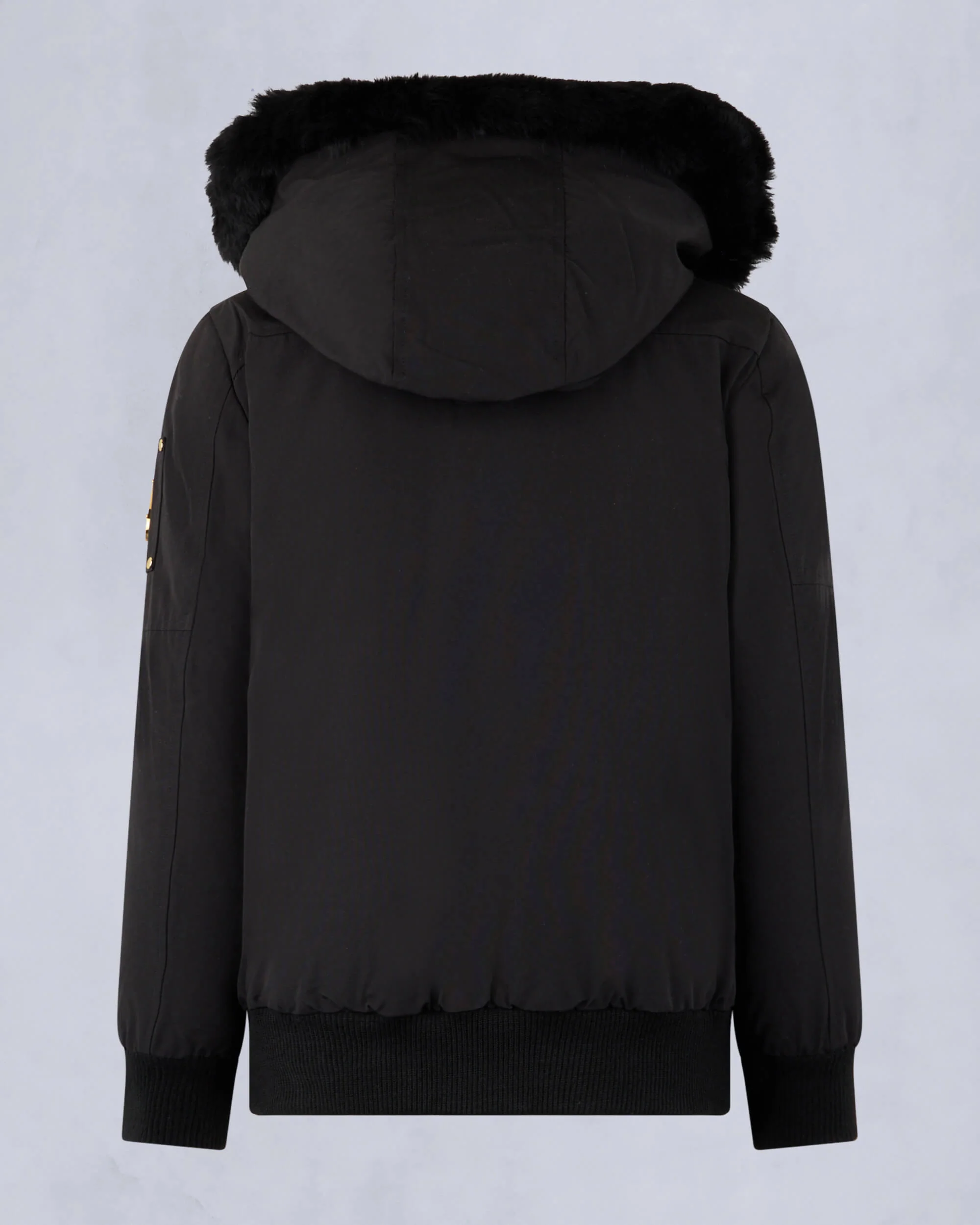 KIDS  UNISEX ORIGINAL GOLD SERIES SHEARLING TRIM BOMBER JACKET-BLACK/BLACK - Image 5