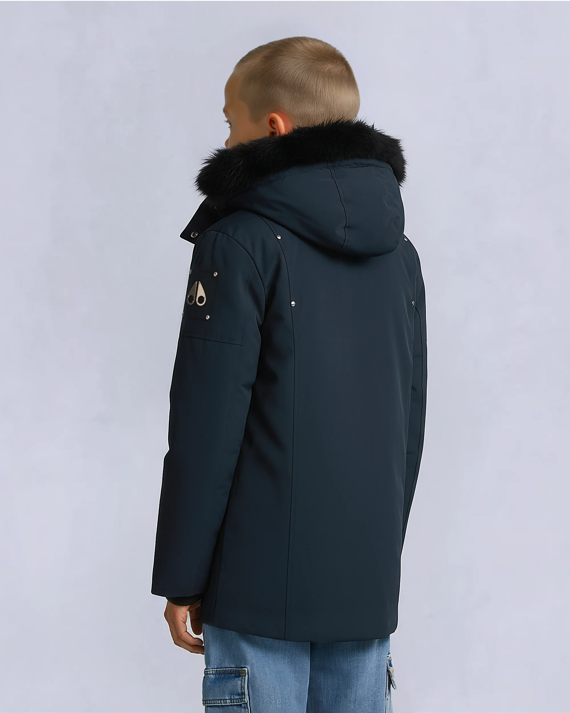 KIDS UNISEX ORIGINAL  SHEARLING TRIM PARKA-NAVY/BLACK - Image 6
