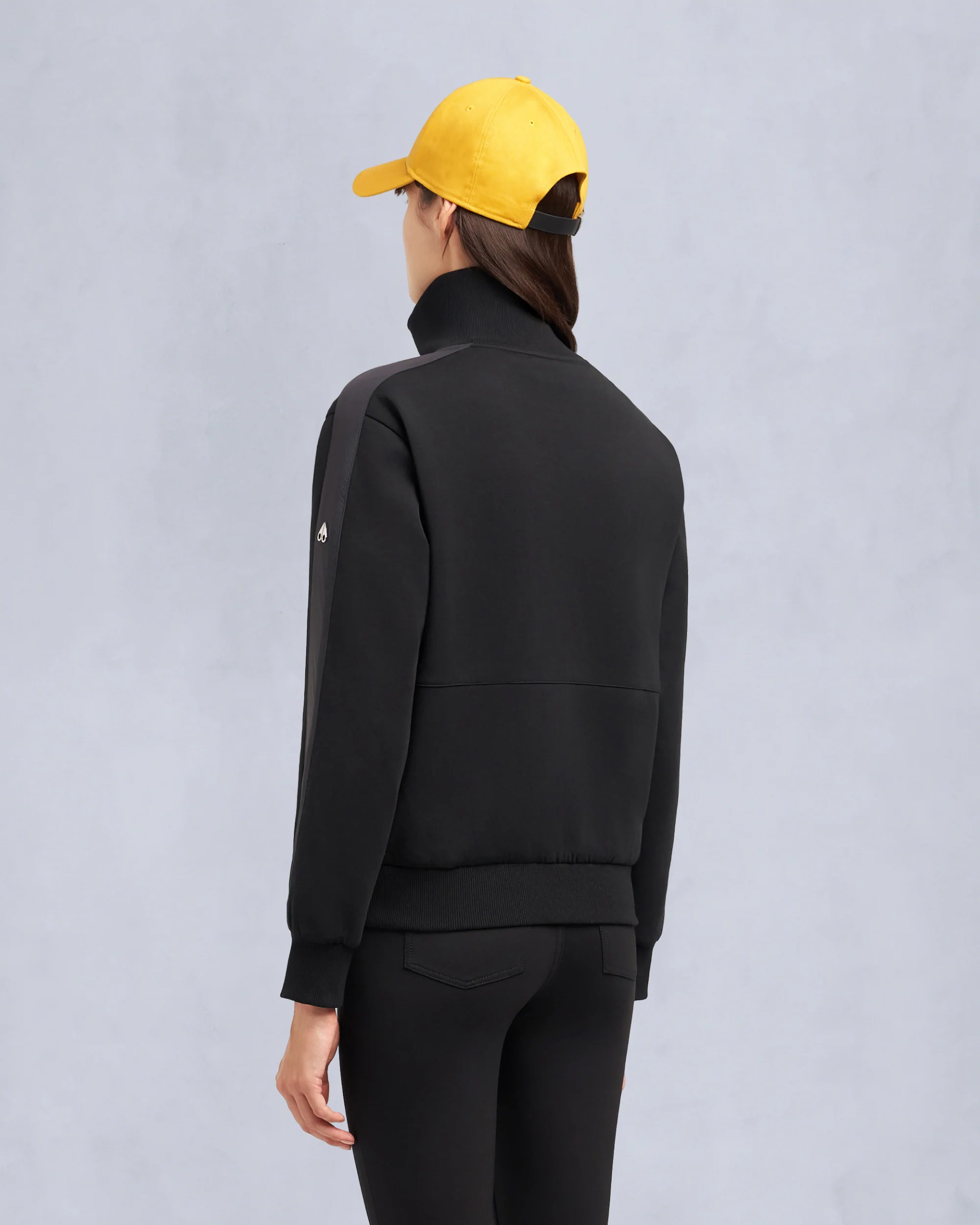 MIX MEDIA QUARTER ZIP SWEATER-BLACK - Image 3