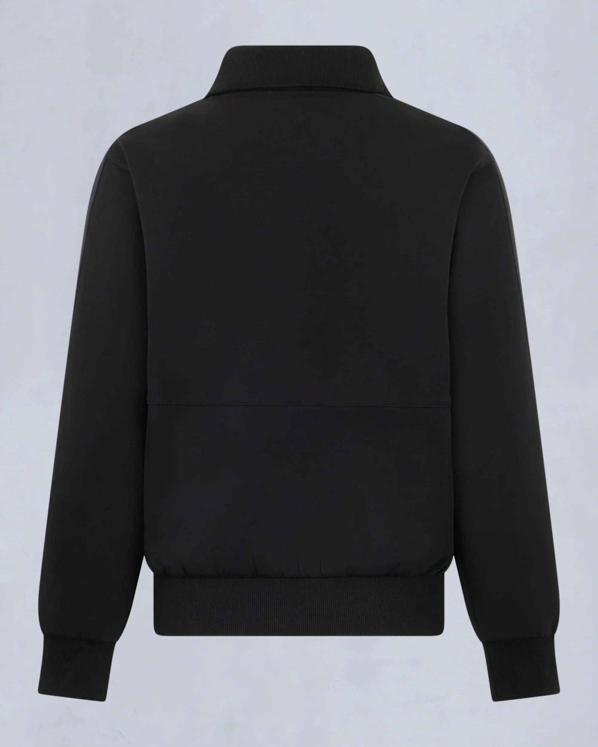 MIX MEDIA QUARTER ZIP SWEATER-BLACK - Image 5