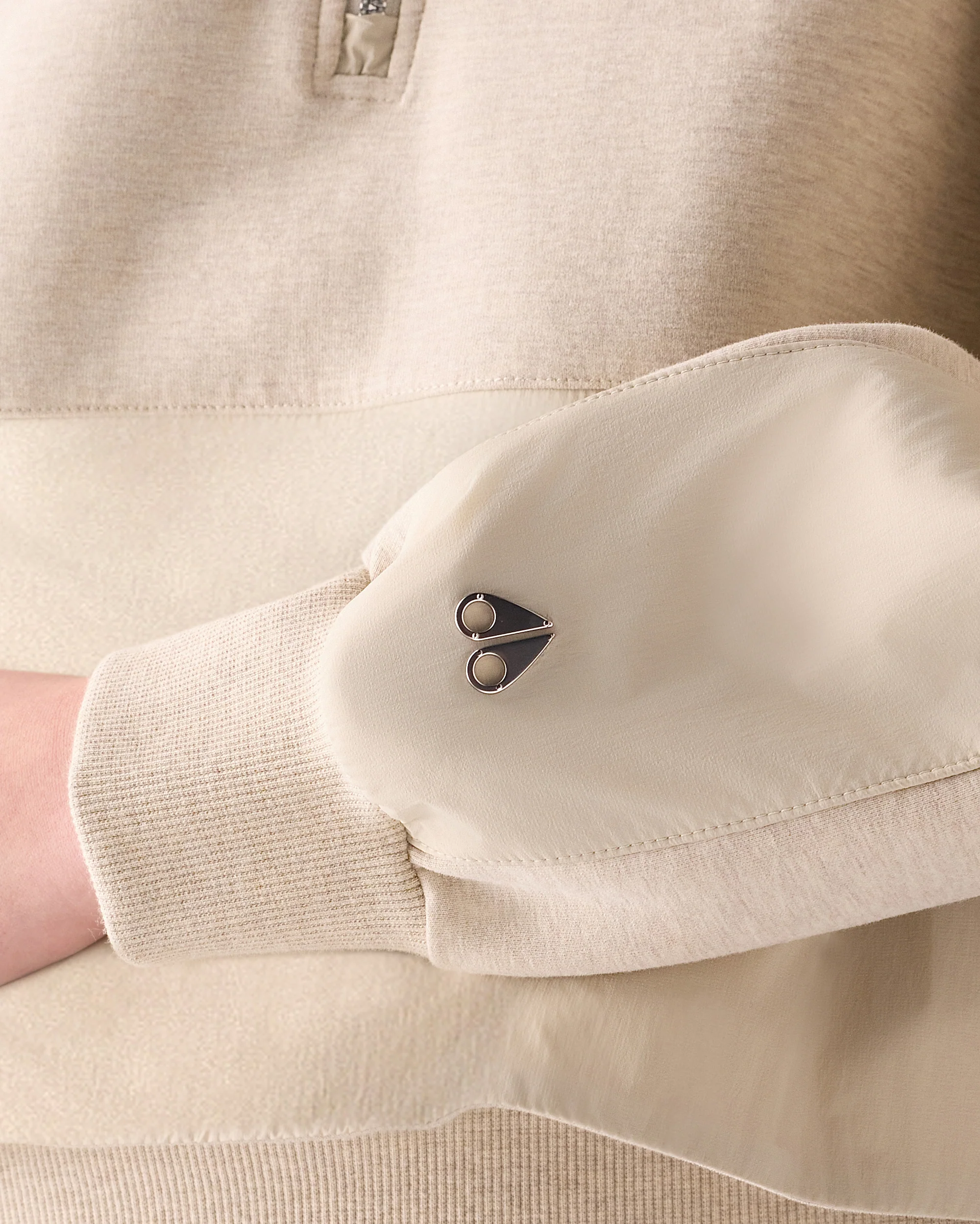 MIXED MEDIA NEOPRENE HOODIE-OAT MELANGE - Image 6