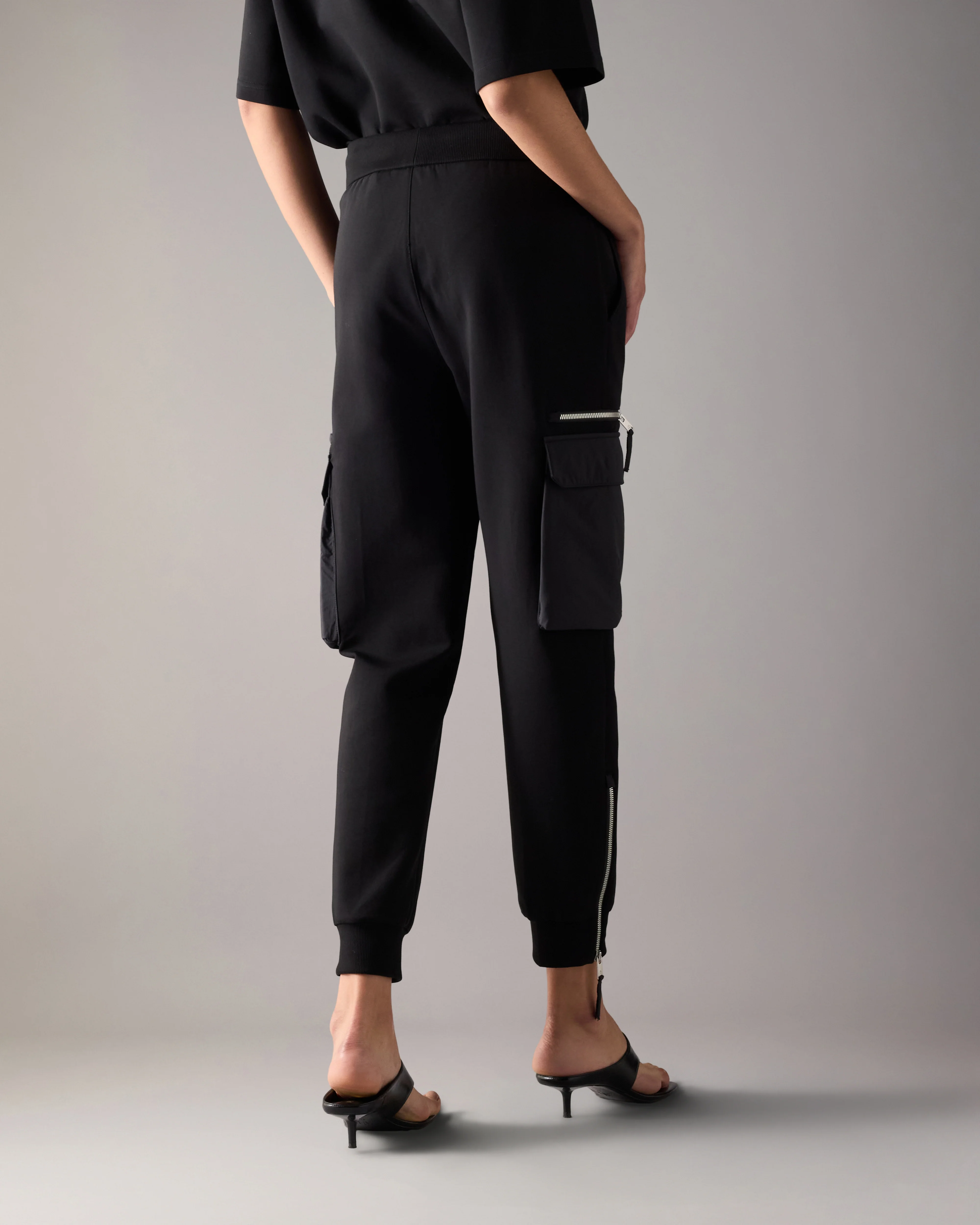 MIXED MEDIA NEOPRENE JOGGERS-BLACK - Image 3