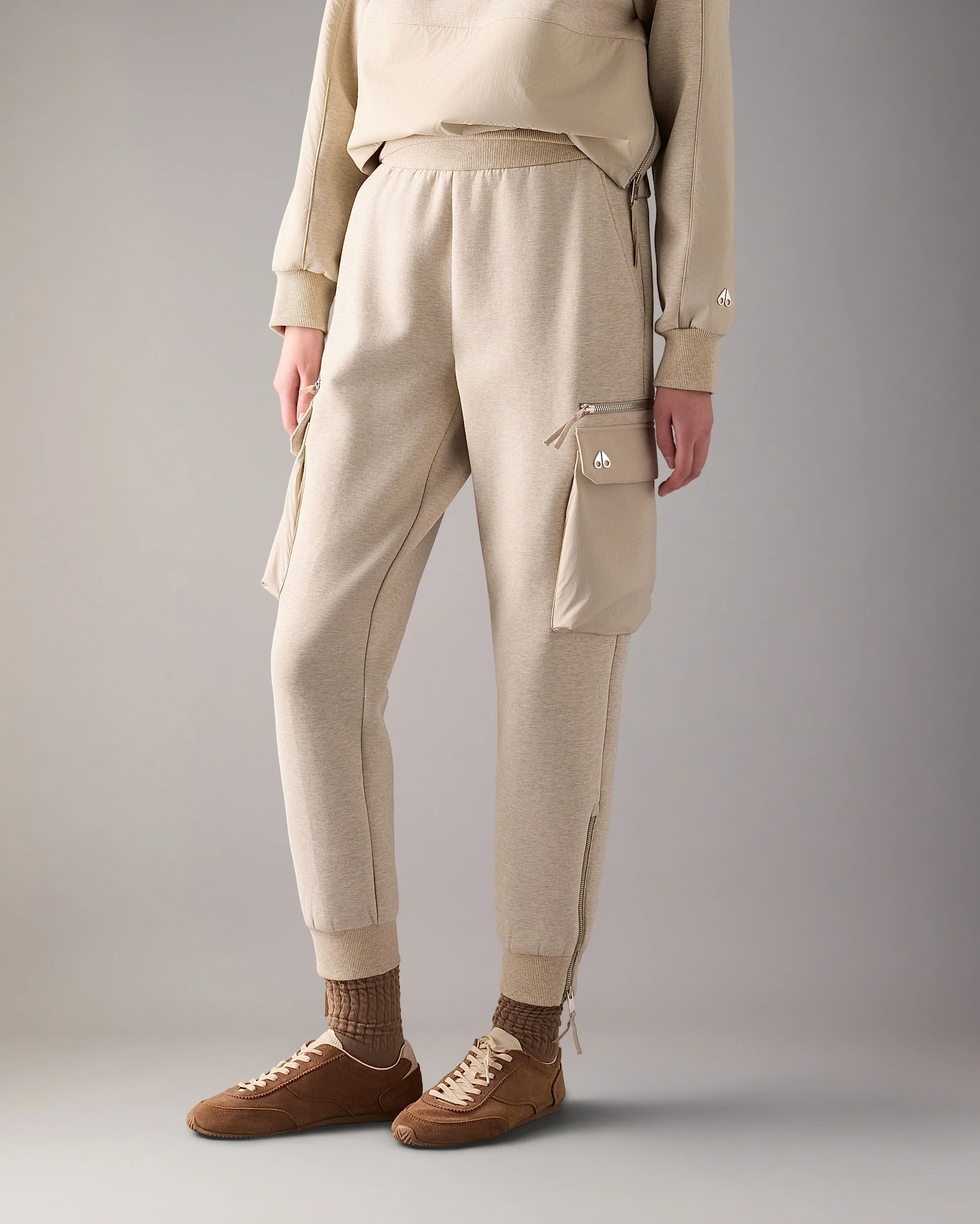 MIXED MEDIA NEOPRENE JOGGERS-OAT MELANGE - Image 2