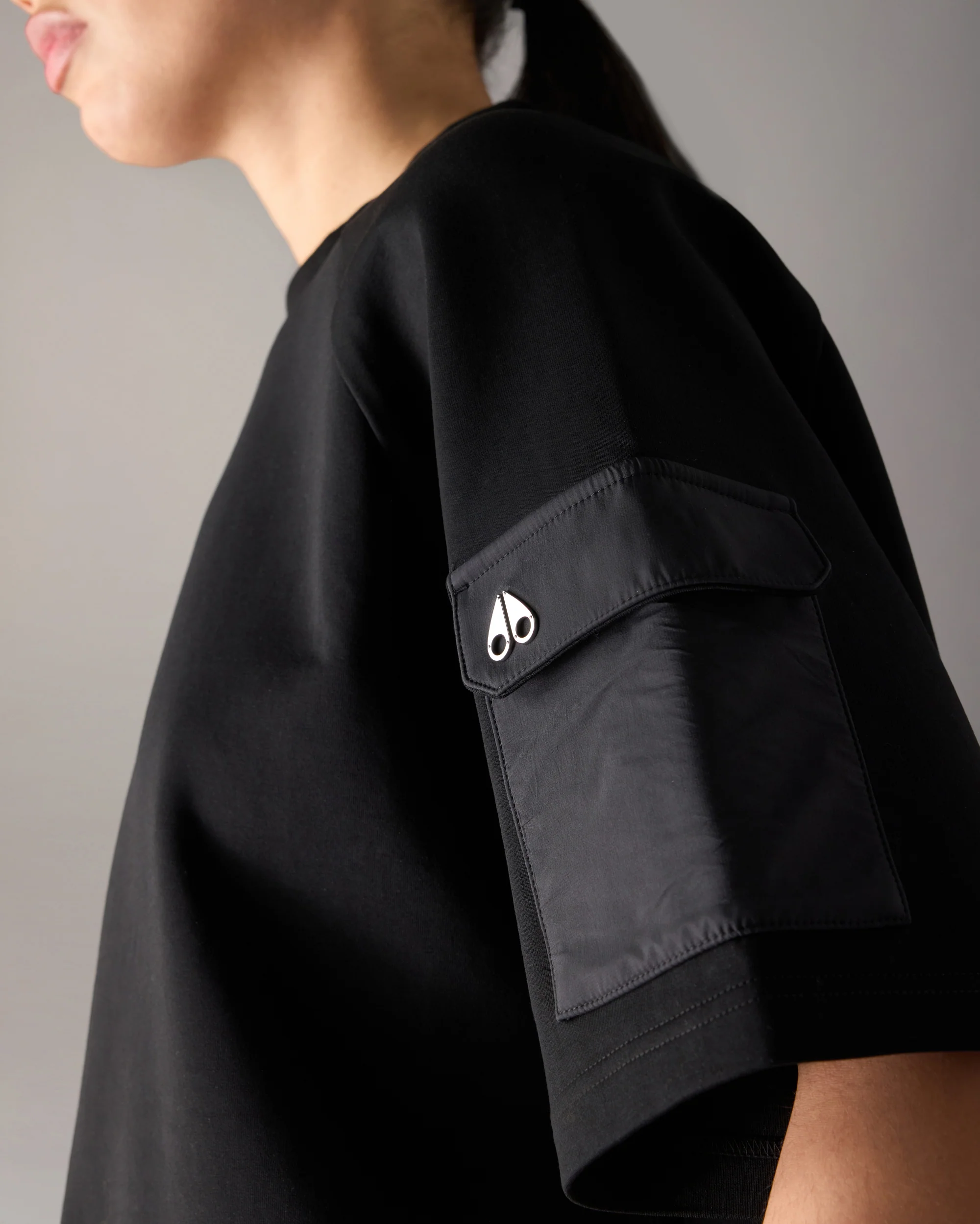MIXED MEDIA NEOPRENE T-SHIRT-BLACK - Image 6