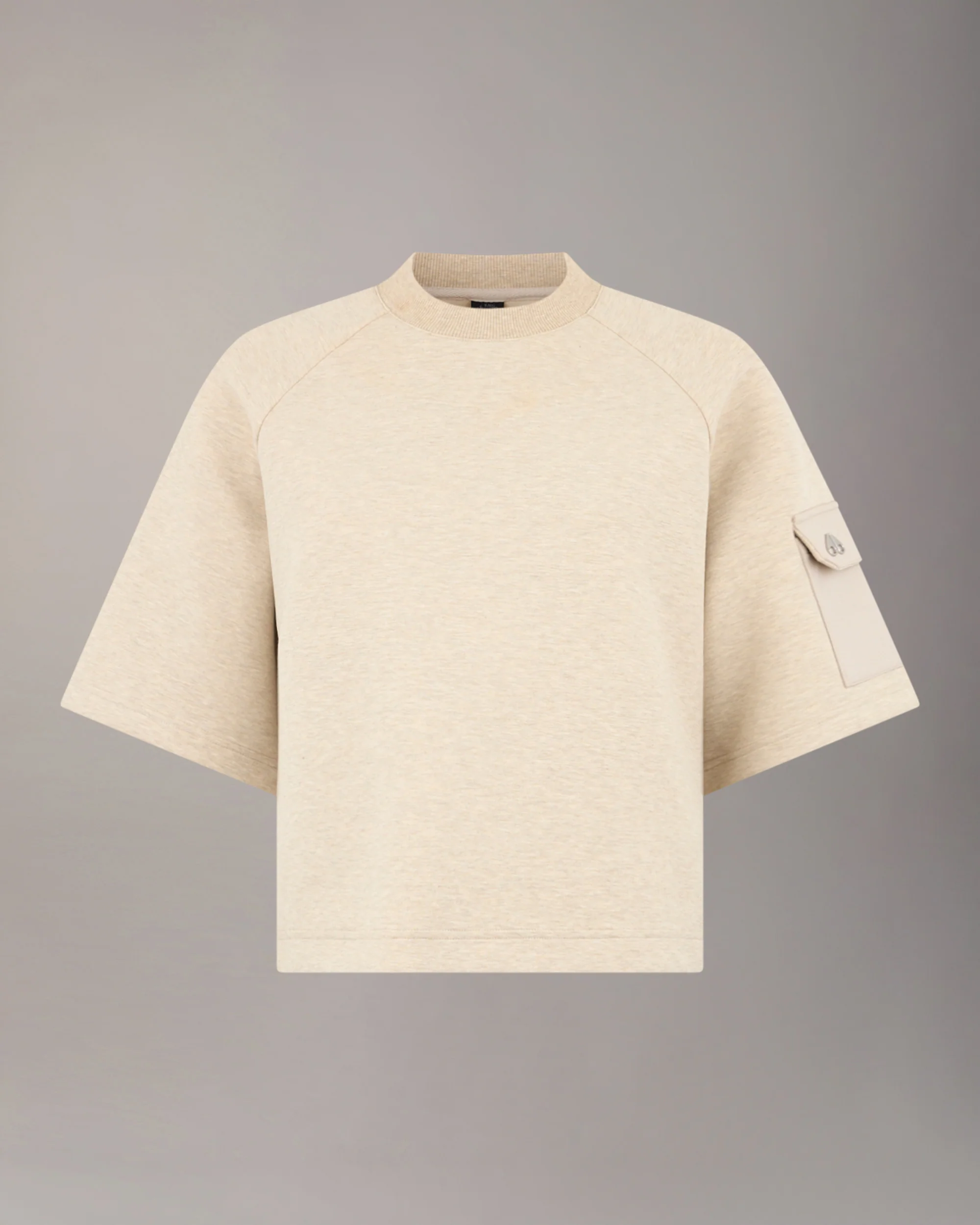 MIXED MEDIA NEOPRENE T-SHIRT-OAT MELANGE - Image 7