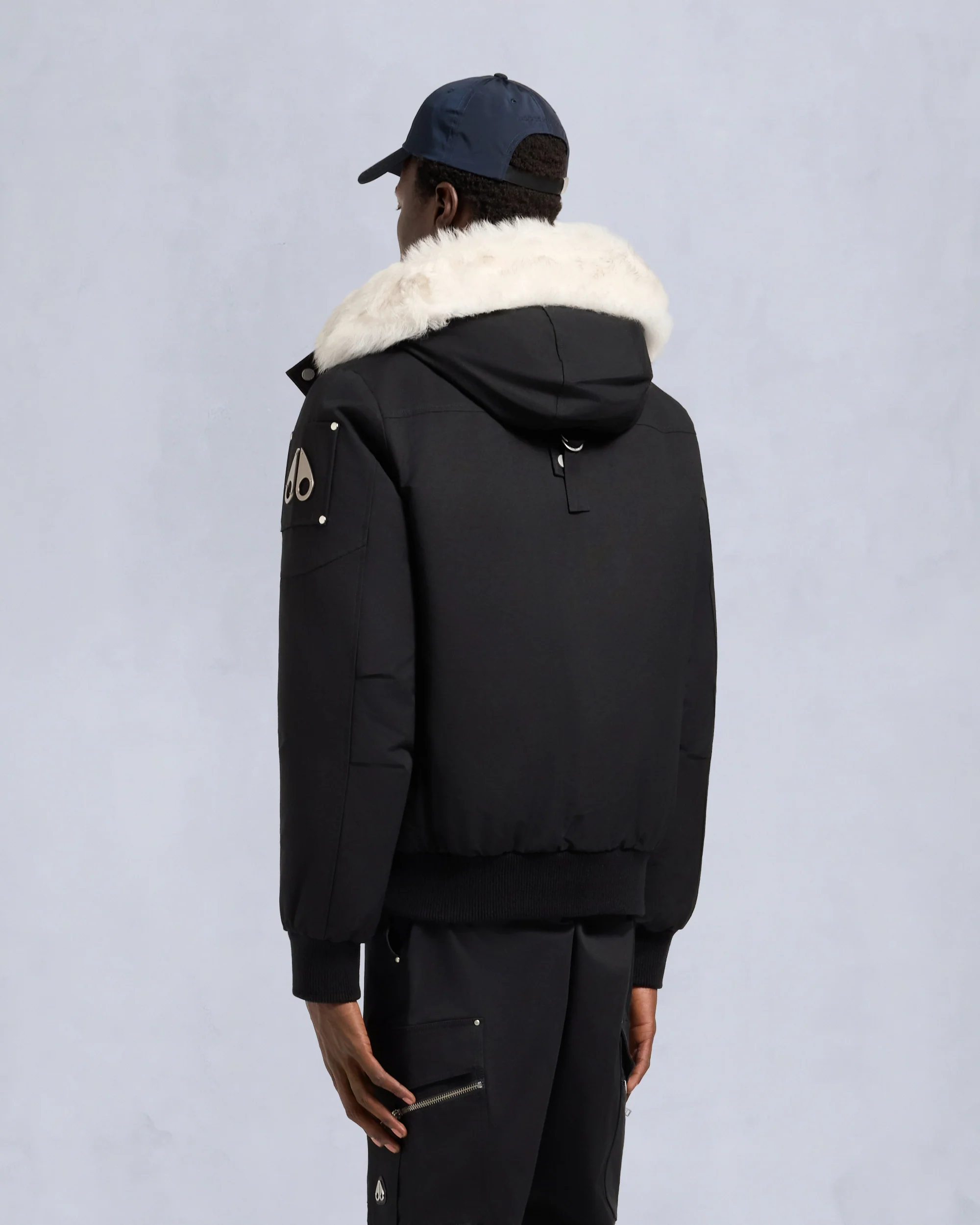ORIGINAL BALLISTIC SHEARLING TRIM BOMBER JACKET-BLACK/NATURAL - Image 3