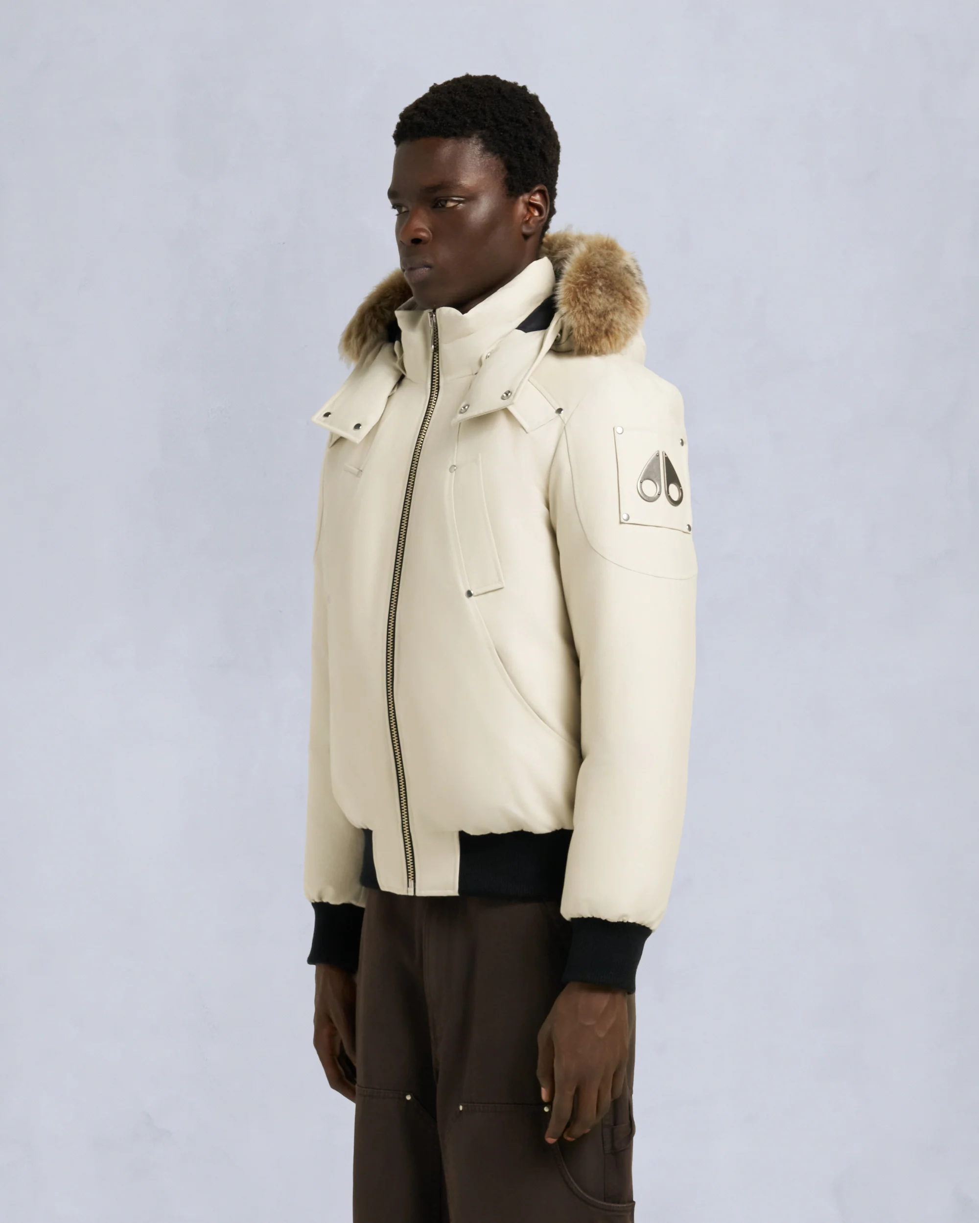 ORIGINAL BALLISTIC SHEARLING TRIM BOMBER JACKET-ALABASTER/BRONZE - Image 2