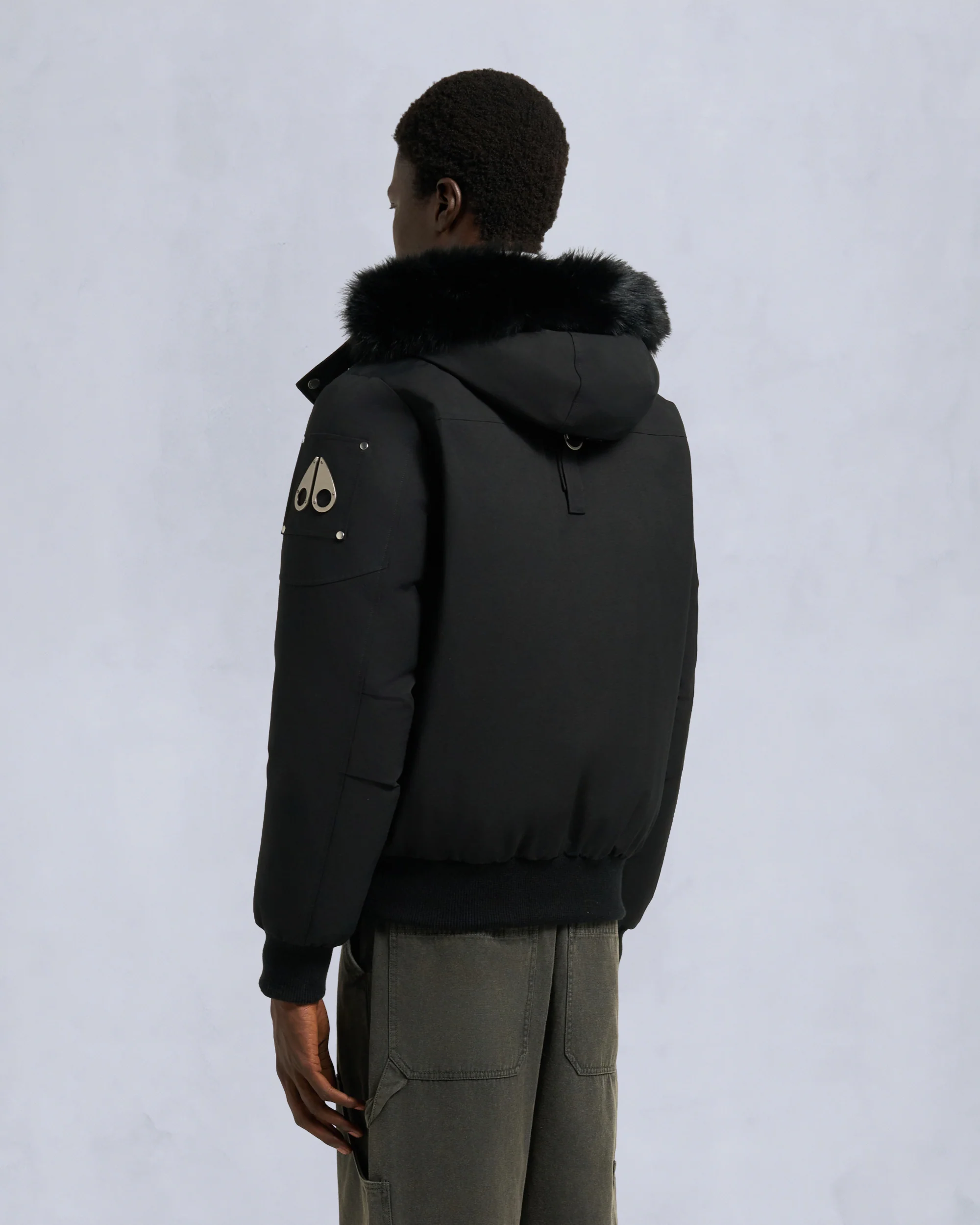 ORIGINAL BALLISTIC SHEARLING TRIM BOMBER JACKET-BLACK/BLACK - Image 3