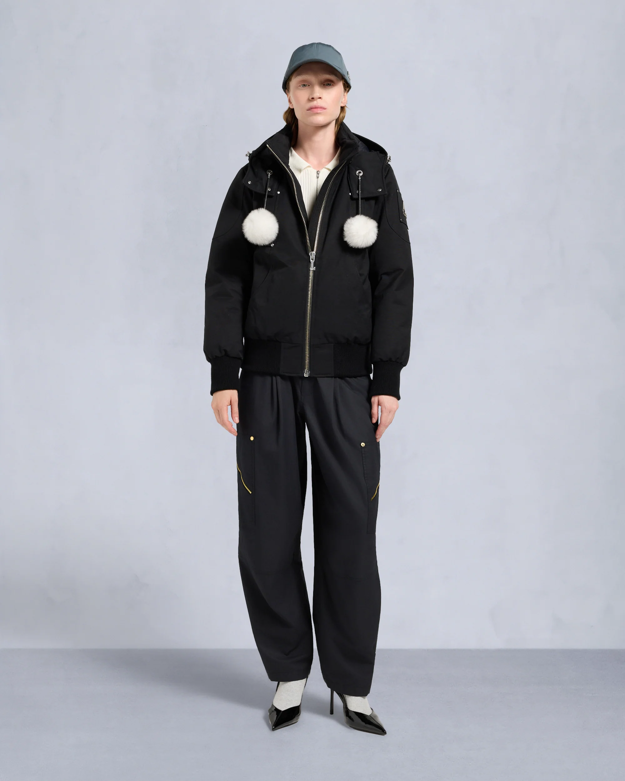 ORIGINAL DEBBIE SHEARLING TRIM BOMBER JACKET-BLACK/NATURAL - Image 6