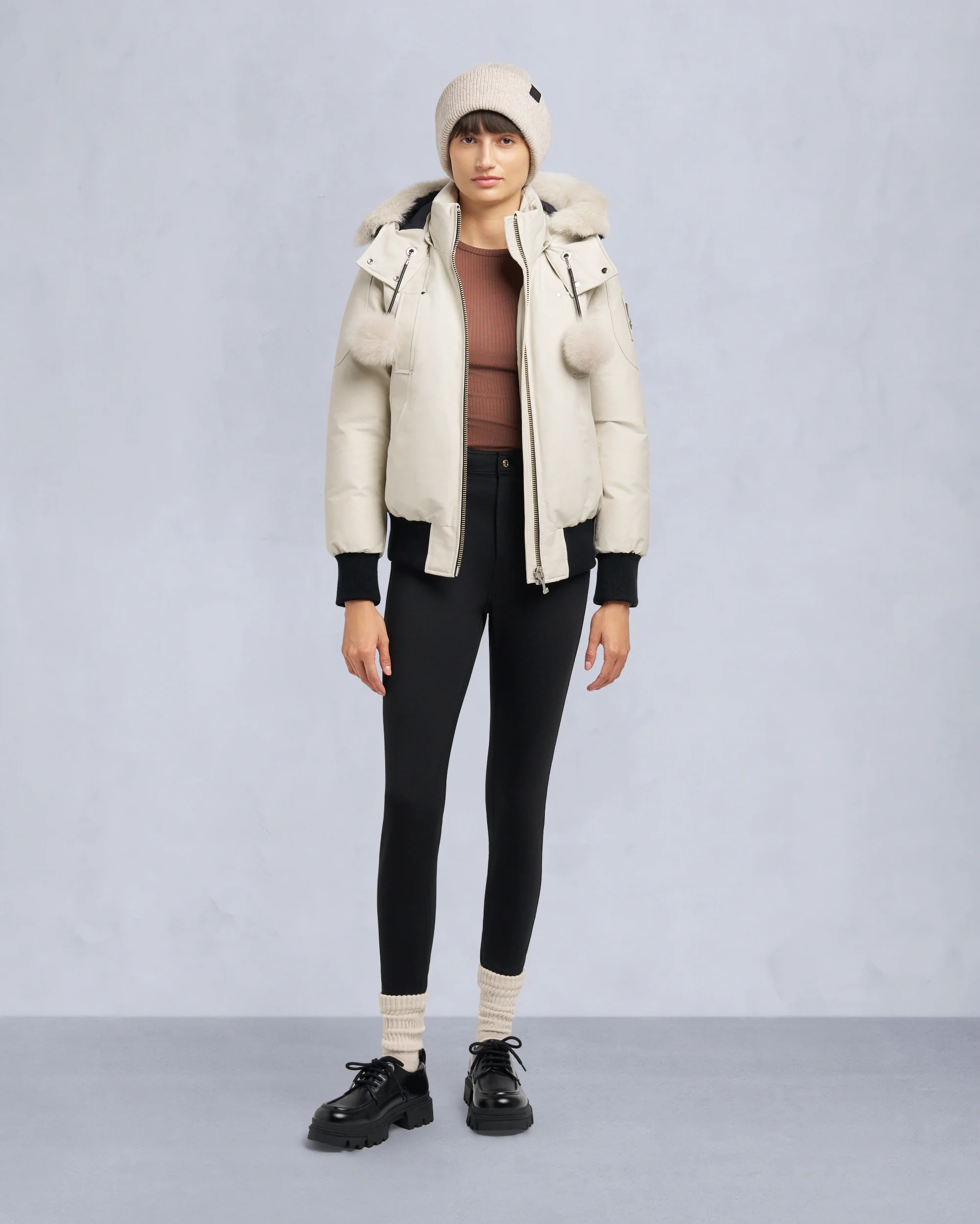 ORIGINAL DEBBIE SHEARLING TRIM BOMBER JACKET-ALABASTER - Image 6