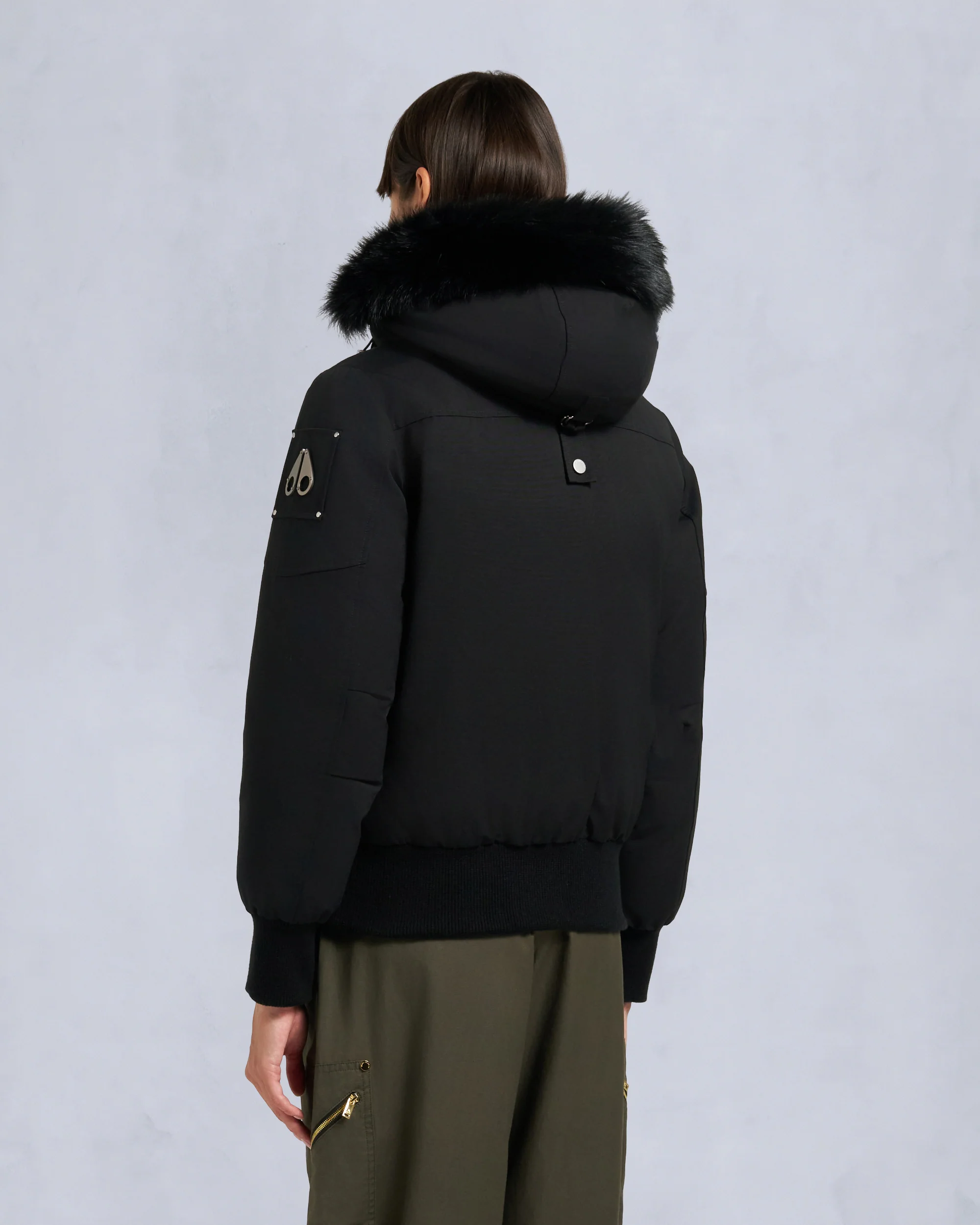 ORIGINAL DEBBIE SHEARLING TRIM BOMBER JACKET-BLACK/BLACK - Image 3