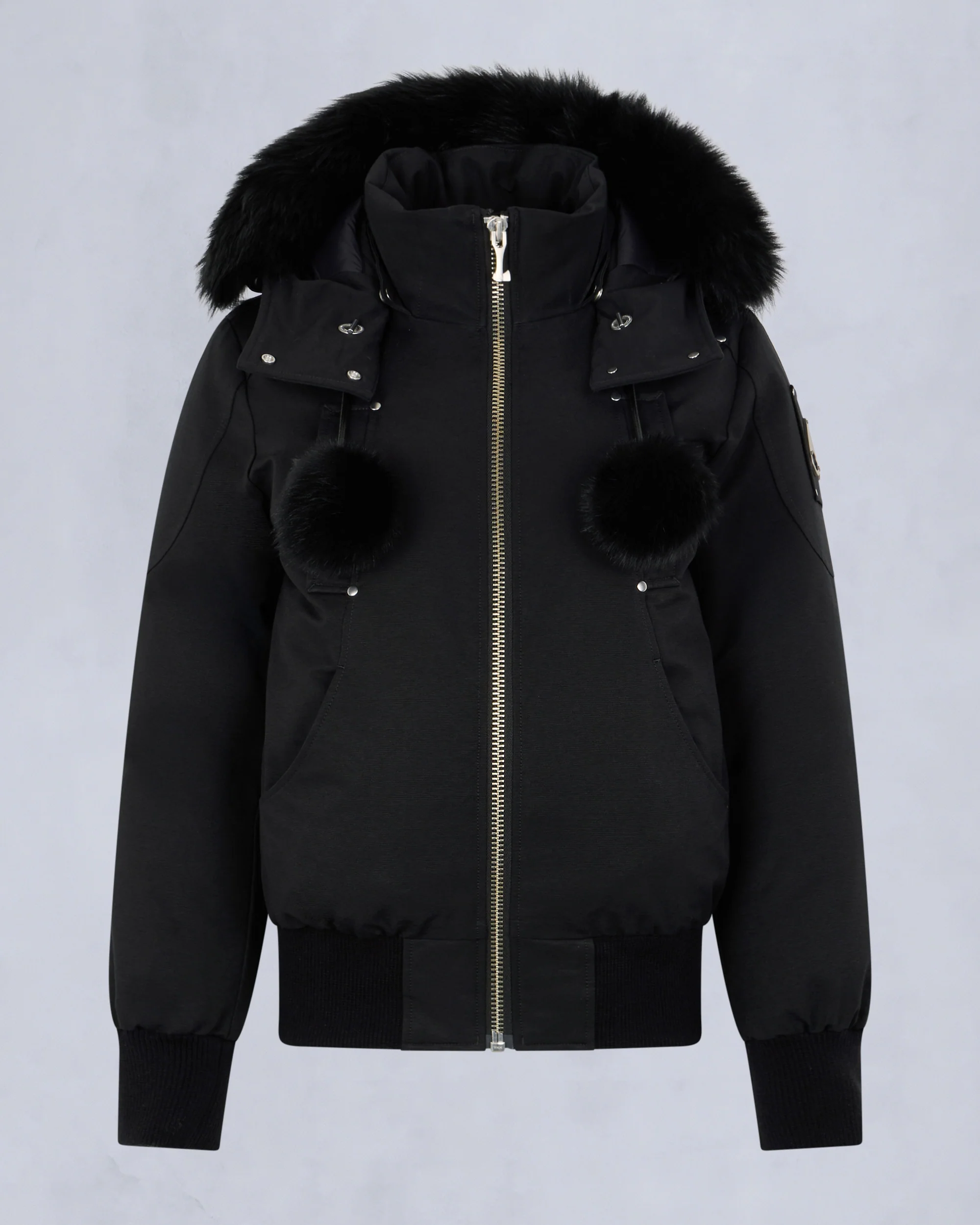 ORIGINAL DEBBIE SHEARLING TRIM BOMBER JACKET-BLACK/BLACK - Image 8