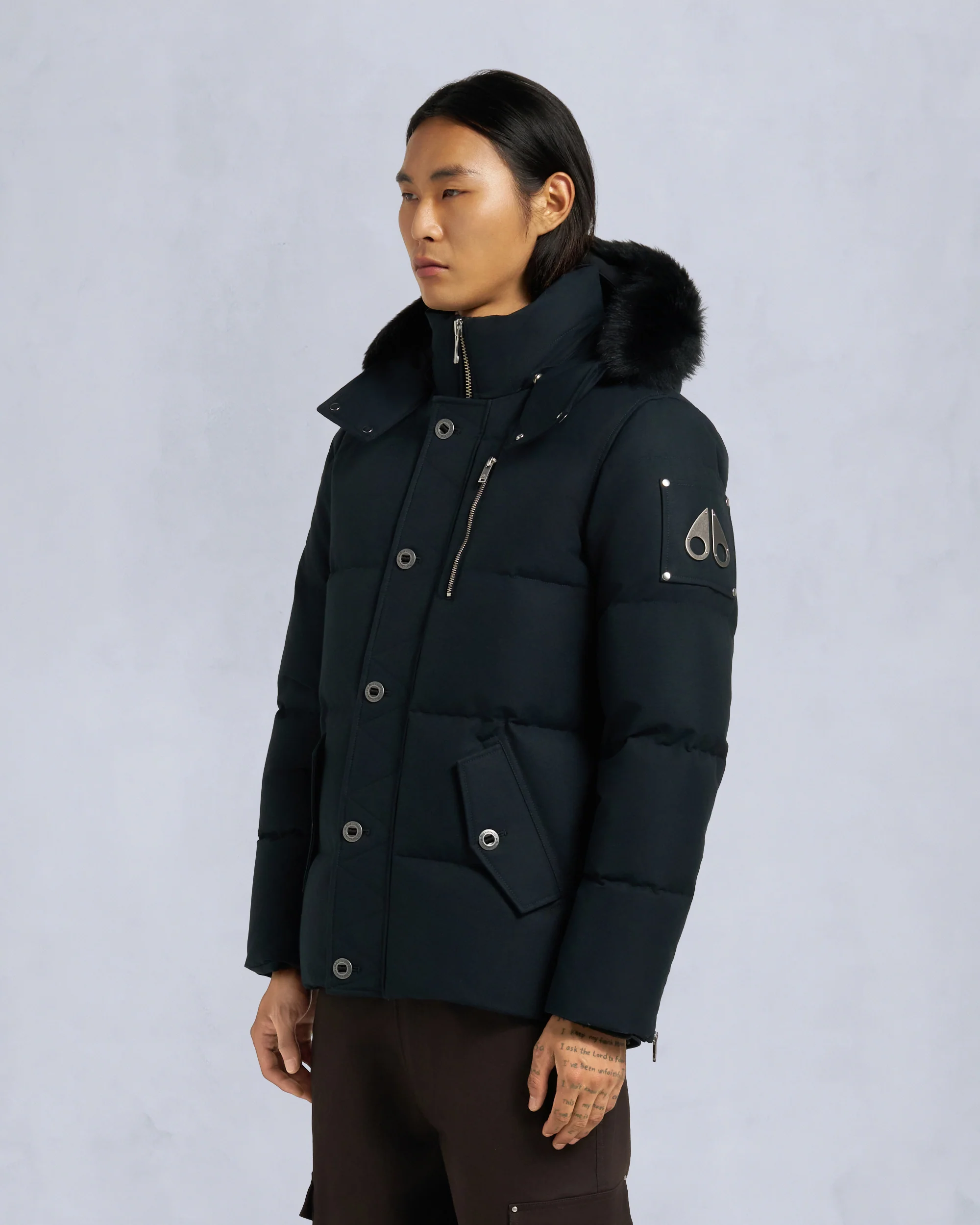 ORIGINAL SHEARLING TRIM 3Q JACKET-NAVY/BLACK - Image 2