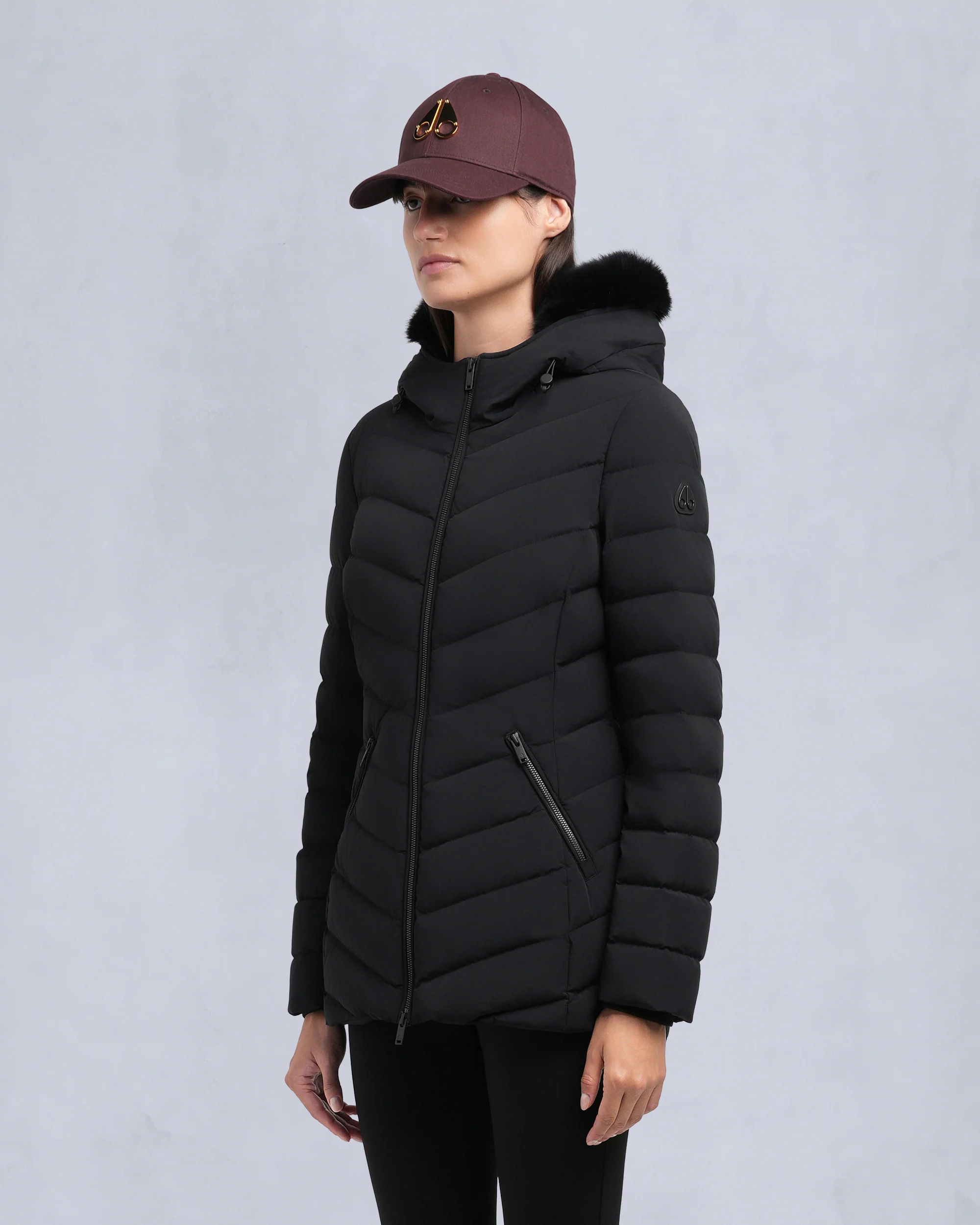 ROSELAWN SHEARLING TRIM JACKET-BLACK/BLACK - Image 2