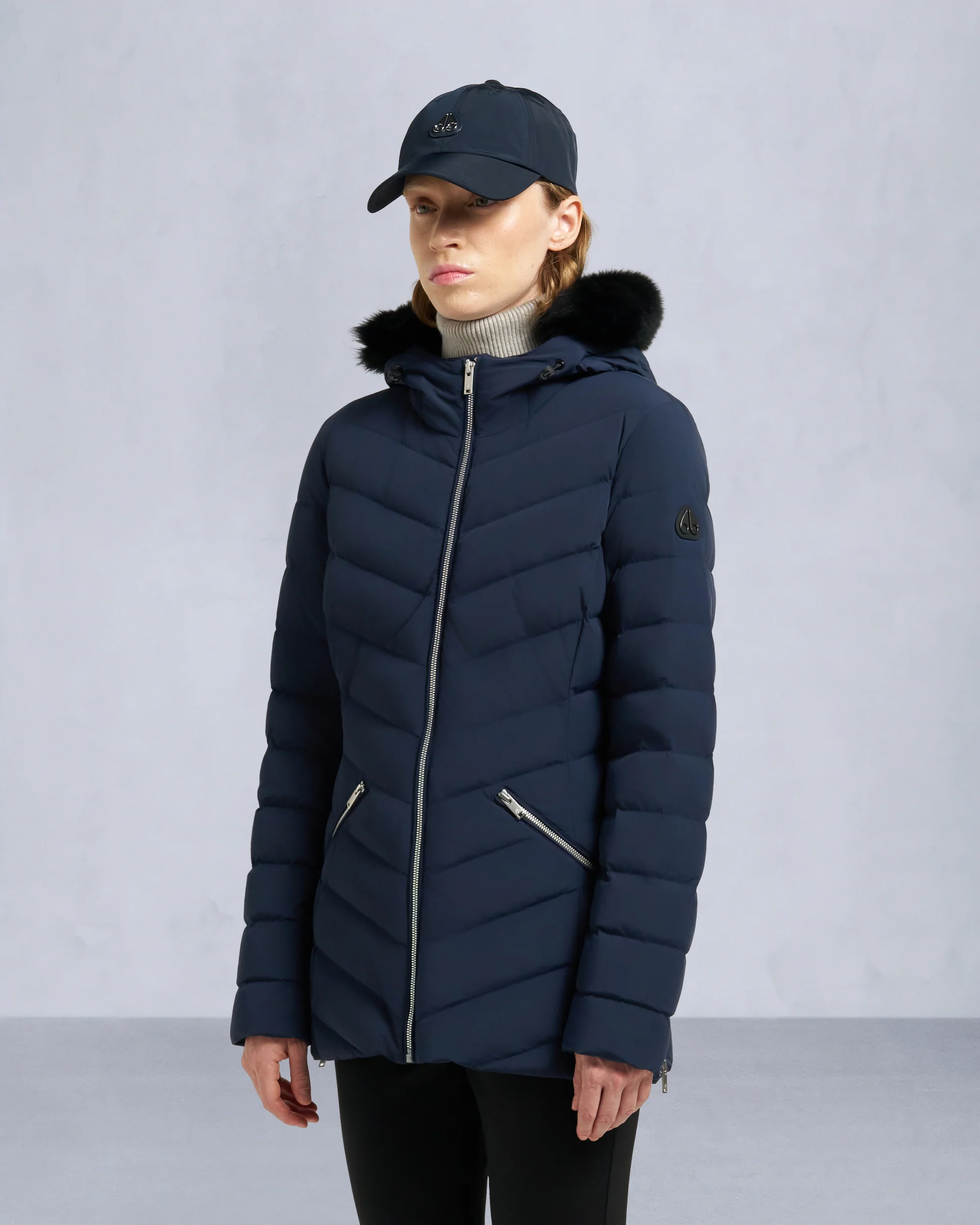 ROSELAWN SHEARLING TRIM JACKET-NAVY/BLACK - Image 2