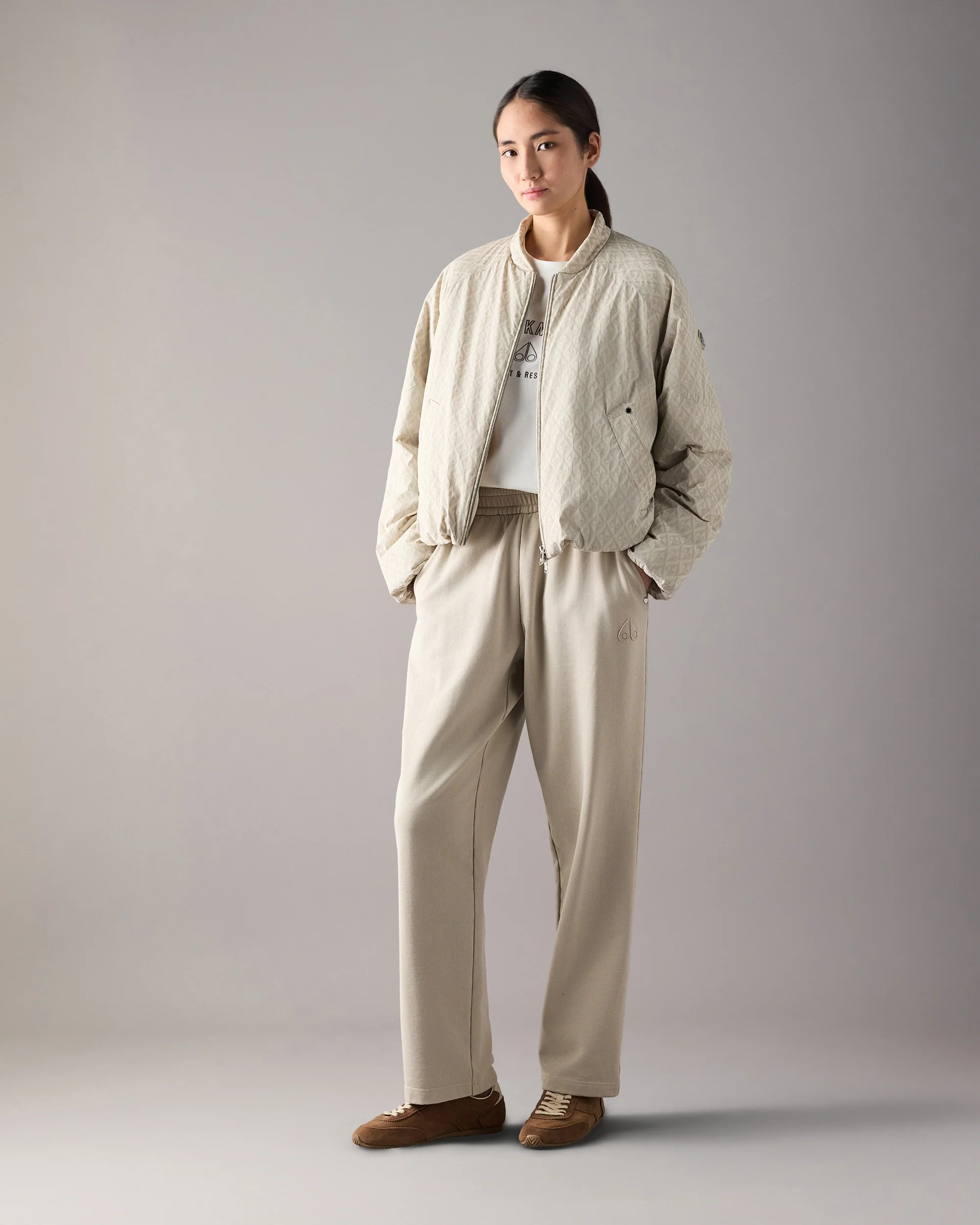 TEGAN DOWN BOMBER JACKET-ALABASTER MONOGRAM/ALABASTER - Image 5