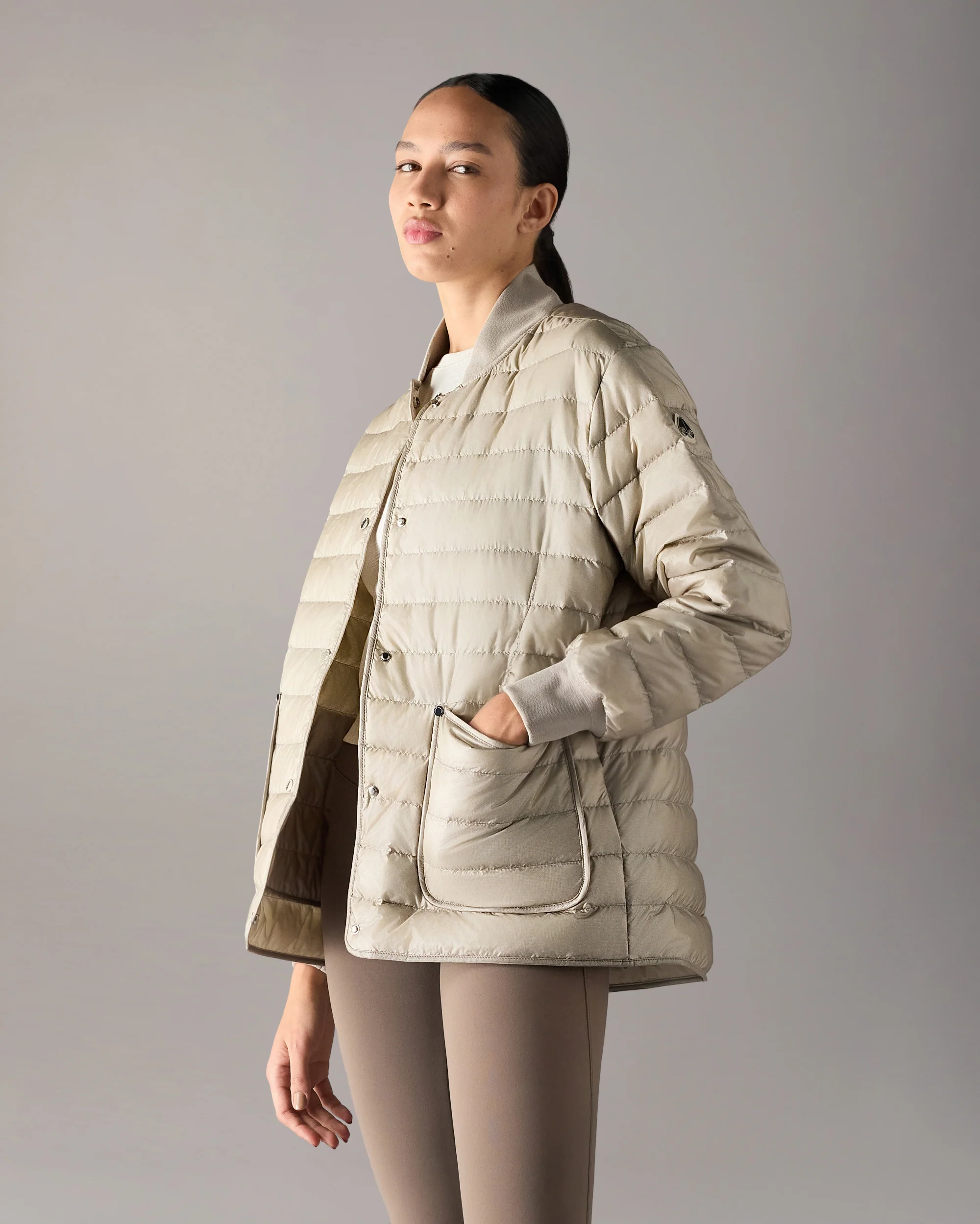 TRANSIT LIGHTWEIGHT DOWN BOMBER JACKET-ALABASTER - Image 2
